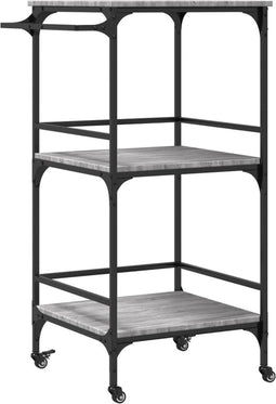 vidaXL - Keukentrolley - 60,5x50x105 - cm - bewerkt - hout - grijs - sonoma - eiken