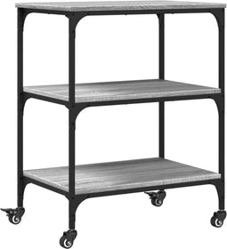 vidaXL - Keukentrolley - 60x41x76 - bewerkt - hout - grijs - sonoma - eikenkleurig