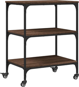 vidaXL - Keukentrolley - 60x41x76 - cm - bewerkt - hout - bruin - eikenkleurig