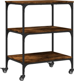 vidaXL - Keukentrolley - 60x41x76 - cm - bewerkt - hout - gerookt - eikenkleurig