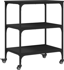 vidaXL - Keukentrolley - 60x41x76 - cm - bewerkt - hout - zwart