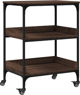 vidaXL - Keukentrolley - 60x41x80,5 - cm - bewerkt - hout - bruin - eikenkleurig