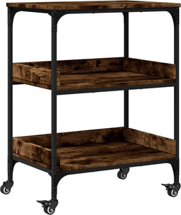 vidaXL - Keukentrolley - 60x41x80,5 - cm - bewerkt - hout - gerookt - eikenkleurig