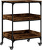 vidaXL - Keukentrolley - 60x41x80,5 - cm - bewerkt - hout - gerookt - eikenkleurig