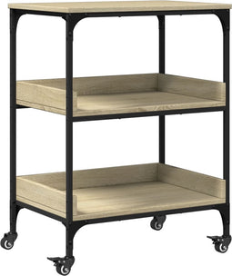 vidaXL - Keukentrolley - 60x41x80,5 - cm - bewerkt - hout - sonoma - eikenkleurig