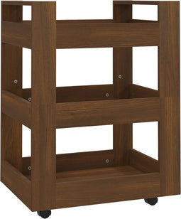 vidaXL - Keukentrolley - 60x45x80 - cm - bewerkt - hout - bruin - eikenkleur