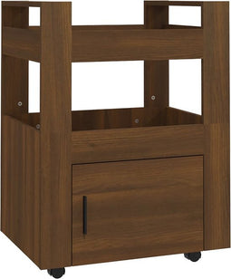 vidaXL - Keukentrolley - 60x45x80 - cm - bewerkt - hout - bruin - eikenkleur