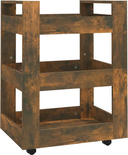vidaXL - Keukentrolley - 60x45x80 - cm - bewerkt - hout - gerookt - eikenkleurig