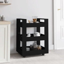 vidaXL - Keukentrolley - 60x45x80 - cm - bewerkt - hout - zwart