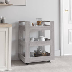 vidaXL - Keukentrolley - 60x45x80cm - bewerkt - hout - grijs - sonoma - eikenkleurig