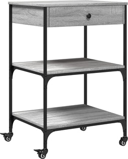 vidaXL - Keukentrolley - 60x48x89,5 - cm - bewerkt - hout - grijs - sonoma - eiken