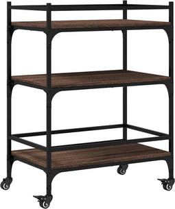 vidaXL - Keukentrolley - 65x40x86,5 - cm - bewerkt - hout - bruin - eikenkleurig
