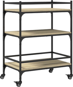 vidaXL - Keukentrolley - 65x40x86,5 - cm - bewerkt - hout - sonoma - eikenkleurig