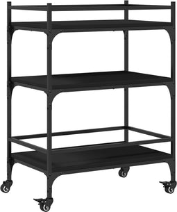 vidaXL - Keukentrolley - 65x40x86,5 - cm - bewerkt - hout - zwart