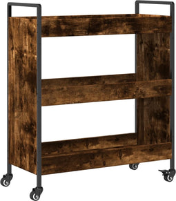 vidaXL - Keukentrolley - 70x30x82 - cm - bewerkt - hout - gerookt - eikenkleurig