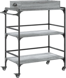 vidaXL - Keukentrolley - 81,5x41x92,5 - cm - bewerkt - hout - grijs - sonoma - eiken