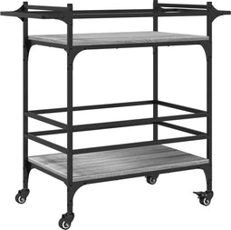 vidaXL - Keukentrolley - 82x40x78,5 - cm - bewerkt - hout - grijs - sonoma - eiken