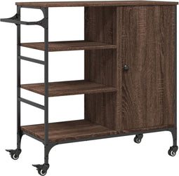 vidaXL - Keukentrolley - 87,5x38,5x84,5 - cm - bewerkt - hout - bruin - eikenkleurig