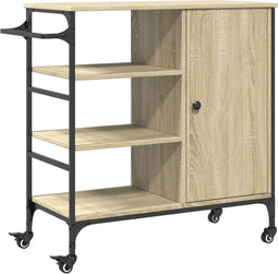 vidaXL - Keukentrolley - 87,5x38,5x84,5 - cm - bewerkt - hout - sonoma - eikenkleur