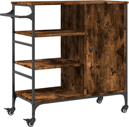 vidaXL - Keukentrolley - 87,5x38,5x84,5 - cm - bewerkt - hout - gerookt - eikenkleur