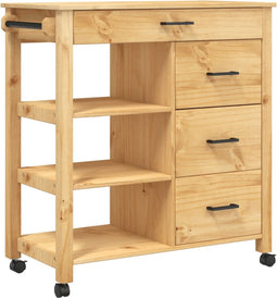 vidaXL - Keukentrolley - MONZA - 84x40x90 - cm - massief - grenenhout