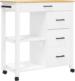 vidaXL - Keukentrolley - MONZA - 84x40x90 - cm - massief - grenenhout