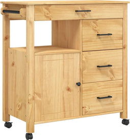 vidaXL - Keukentrolley - MONZA - 84x40x90 - cm - massief - grenenhout
