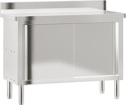vidaXL - Keukenwerktafel - met - schuifdeuren - roestvrijstaal
