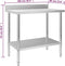 vidaXL - Keukenwerktafel - met - spatscherm - 100x60x93 - cm - roestvrij - staal