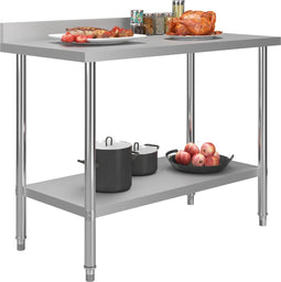 vidaXL - Keukenwerktafel - met - spatscherm - 120x60x93 - cm - roestvrij - staal
