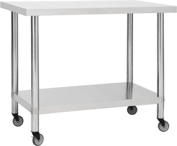 vidaXL - Keukenwerktafel - met - wielen - 100x45x85 - cm - roestvrij - staal