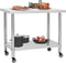 vidaXL - Keukenwerktafel - met - wielen - 100x60x85 - cm - roestvrij - staal