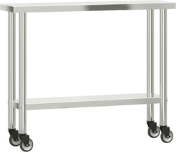vidaXL - Keukenwerktafel - met - wielen - 110x30x85 - cm - roestvrij - staal