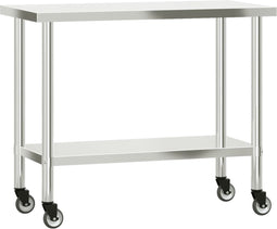 vidaXL - Keukenwerktafel - met - wielen - 110x55x85 - cm - roestvrij - staal