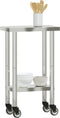 vidaXL - Keukenwerktafel - met - wielen - 55x30x85 - cm - roestvrij - staal