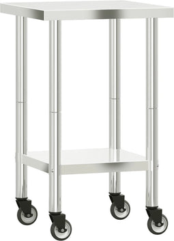 vidaXL - Keukenwerktafel - met - wielen - 55x55x85 - cm - roestvrij - staal