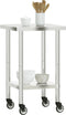 vidaXL - Keukenwerktafel - met - wielen - 55x55x85 - cm - roestvrij - staal