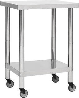 vidaXL - Keukenwerktafel - met - wielen - 60x30x85 - cm - roestvrij - staal