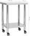 vidaXL - Keukenwerktafel - met - wielen - 60x30x85 - cm - roestvrij - staal