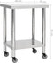 vidaXL - Keukenwerktafel - met - wielen - 60x45x85 - cm - roestvrij - staal