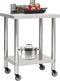 vidaXL - Keukenwerktafel - met - wielen - 80x30x85 - cm - roestvrij - staal