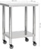 vidaXL - Keukenwerktafel - met - wielen - 80x30x85 - cm - roestvrij - staal
