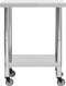 vidaXL - Keukenwerktafel - met - wielen - 80x30x85 - cm - roestvrij - staal