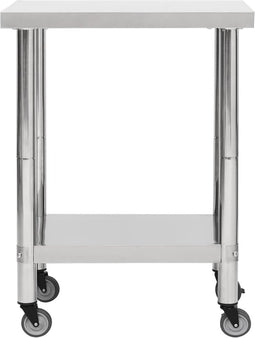 vidaXL - Keukenwerktafel - met - wielen - 80x45x85 - cm - roestvrij - staal