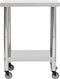 vidaXL - Keukenwerktafel - met - wielen - 80x45x85 - cm - roestvrij - staal