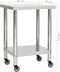 vidaXL - Keukenwerktafel - met - wielen - 80x45x85 - cm - roestvrij - staal