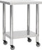 vidaXL - Keukenwerktafel - met - wielen - 80x45x85 - cm - roestvrij - staal