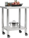 vidaXL - Keukenwerktafel - met - wielen - 80x45x85 - cm - roestvrij - staal