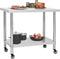 vidaXL - Keukenwerktafel - met - wielen - 80x60x85 - cm - roestvrij - staal