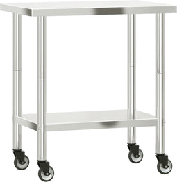 vidaXL - Keukenwerktafel - met - wielen - 82,5x55x85 - cm - roestvrij - staal